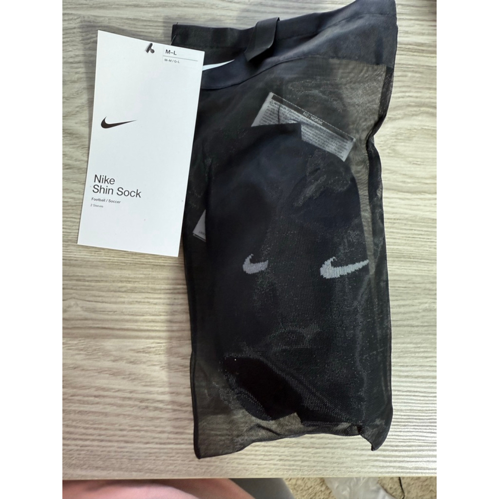Men's Nike Black Shin Sock M with White Swoosh